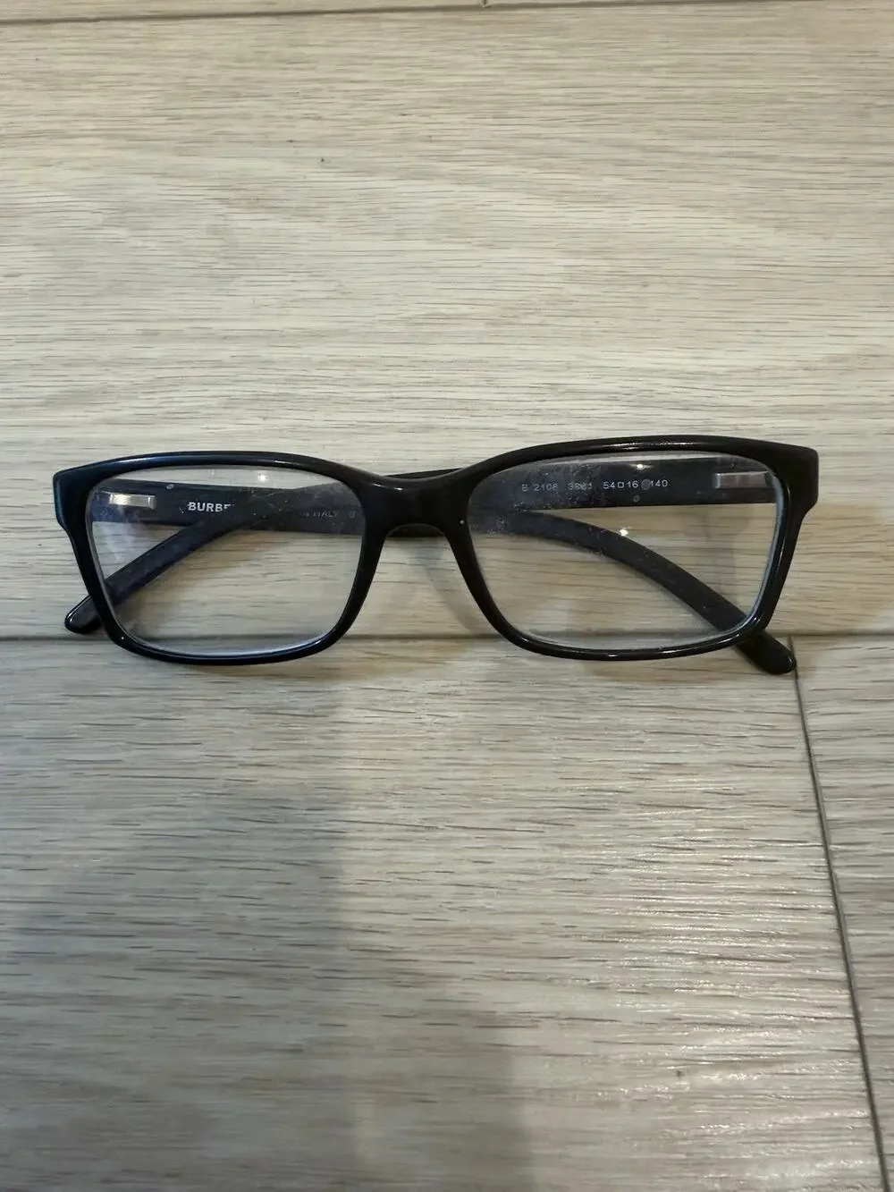 Burberry B2108 3001 Black Rectangle Eyeglasses Frames 54-16-140